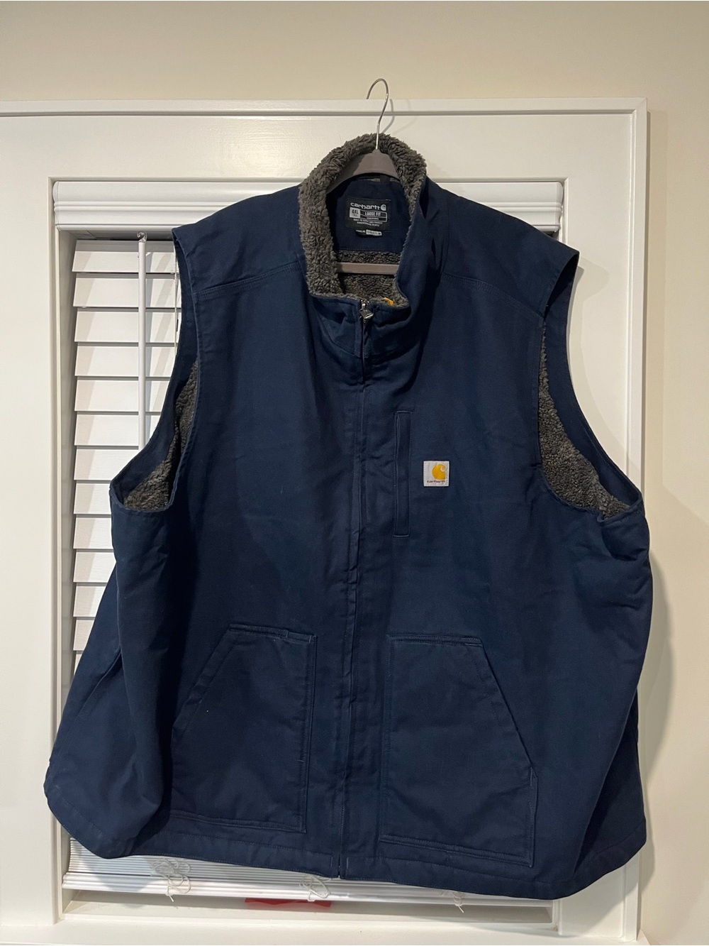 Carhartt Men's Navy Hooded Sherpa-Lined Vest